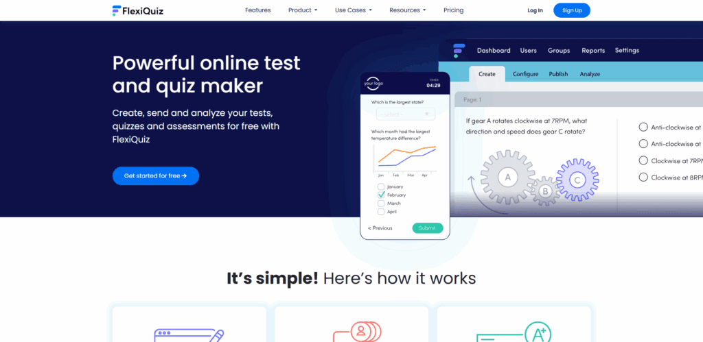 Interface du logiciel FlexiQuiz