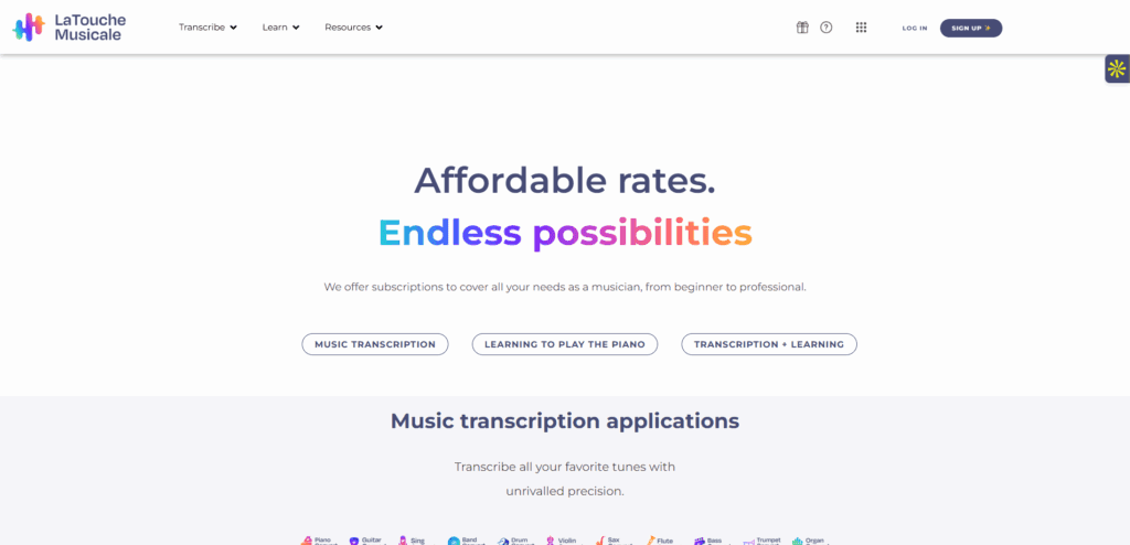 Interface du logiciel La Touche Musicale