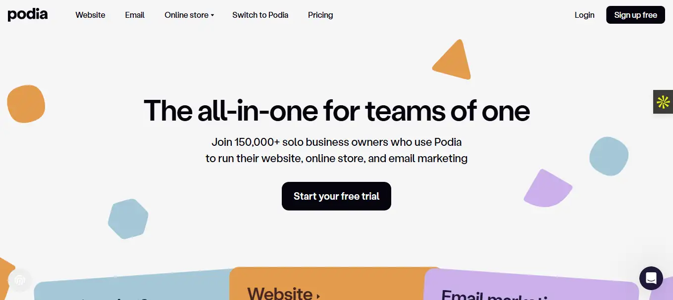 Interface du logiciel Podia